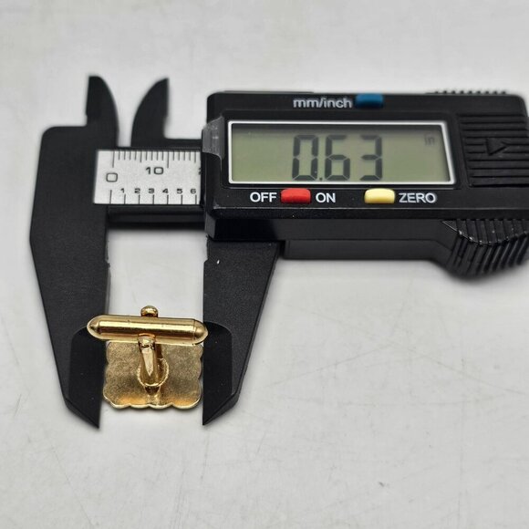 Gold-Toned Square Cufflinks With Diagonal Stripes Modernist Design - Picture 4 of 4